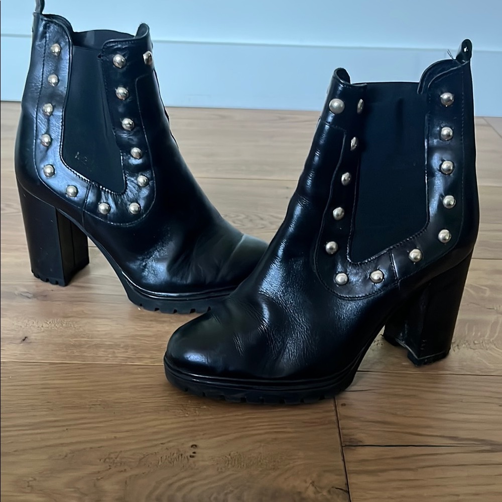Barneys New York Black Studded Ankle Boots